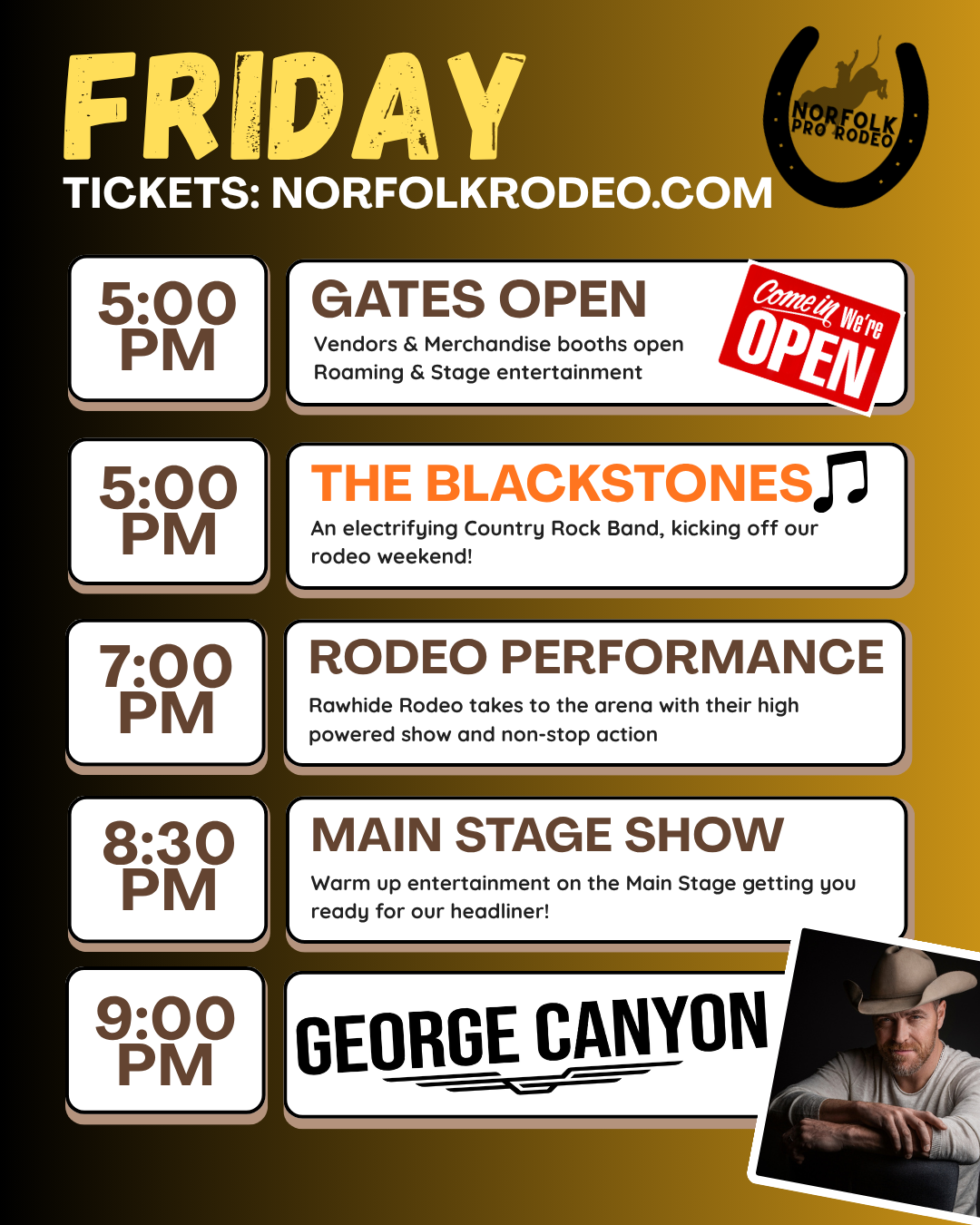 Friday Norfolk Rodeo Schedule