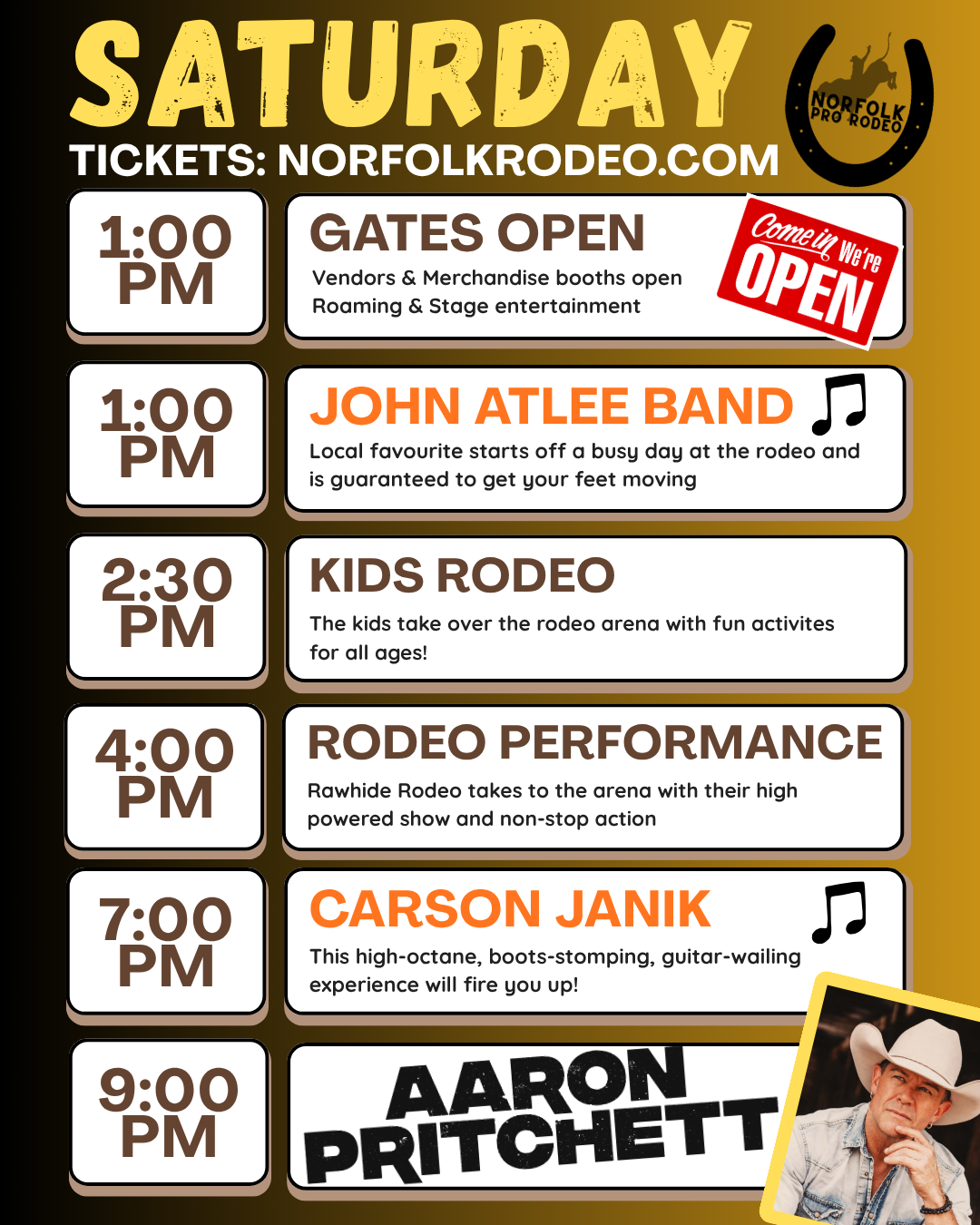 Saturday Norfolk Rodeo Schedule